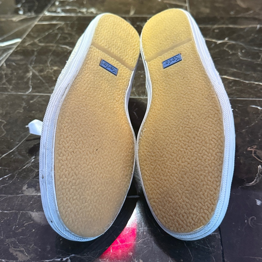 Size 8.5 Keds for Kate Spade white glitter sneakers with satin laces - Picture 7 of 9